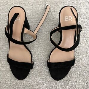 BP Black Suede Heeled Sandals